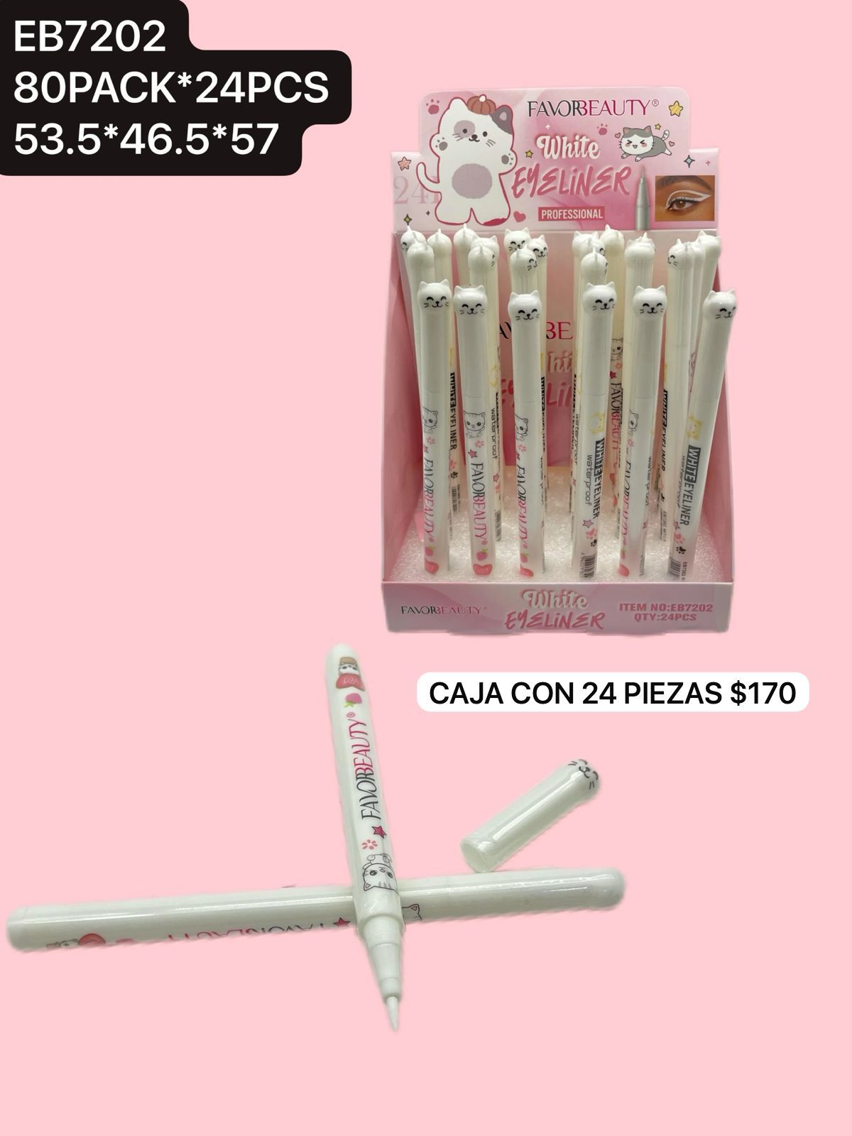caja con delineador blanco, 24 piezas, codigo eb7202