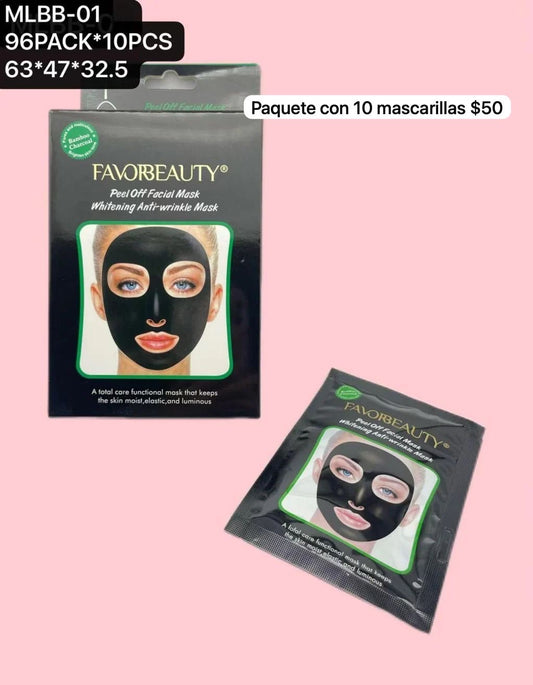 MaScarilla de carbon, caja con 10 piezas, codigo MLBB-01
