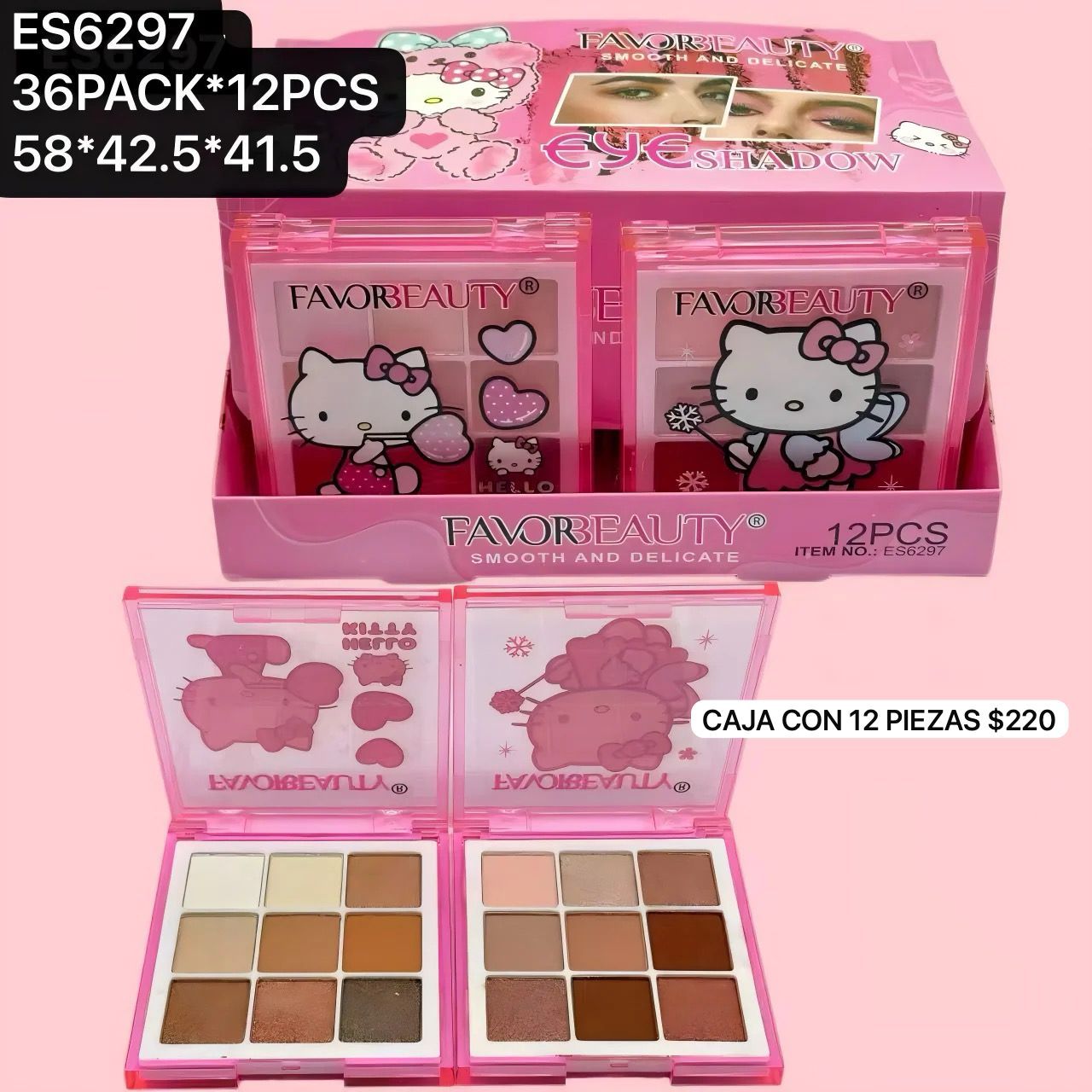 paletas de sombras de kitty, caja con 12 piezas, codigo es6297