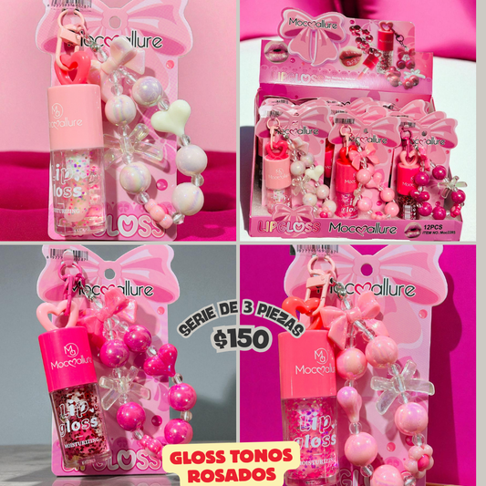 gloss con llavero grande, serie de 3 piezas, codigo a233