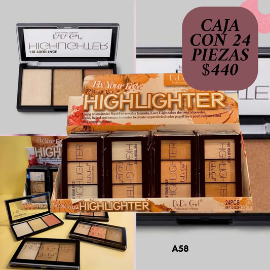 caja cn 24 paletas de iluminadores, codigo a86