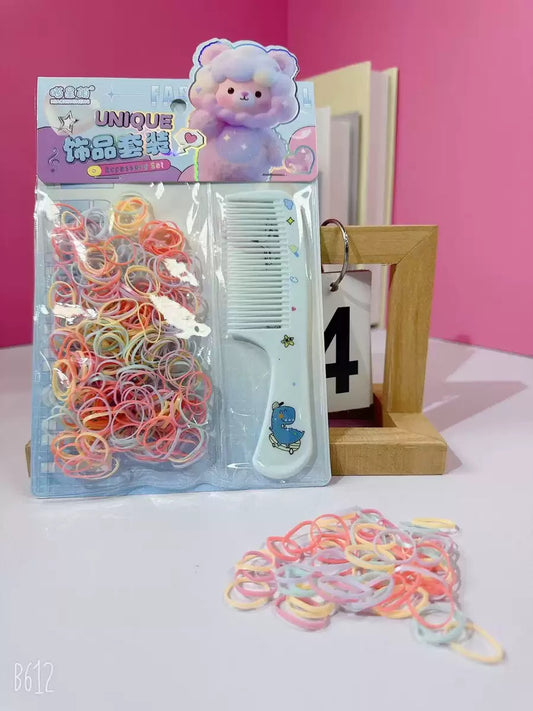 ligas latex con peines, variedad de colores, codigo a242