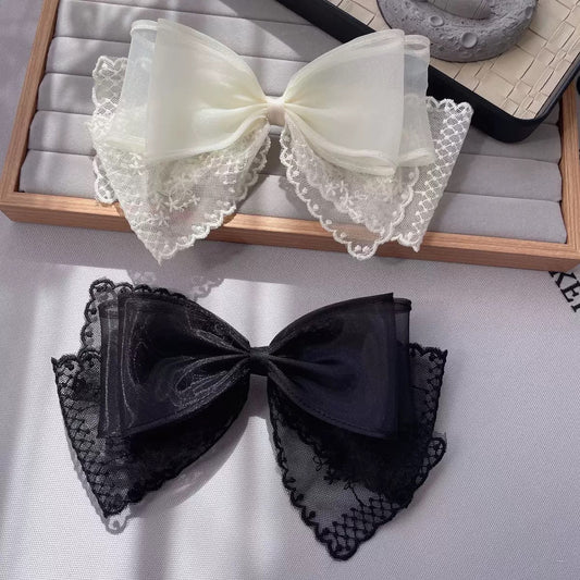 Moño encaje blanco y negro, codigo a244bis