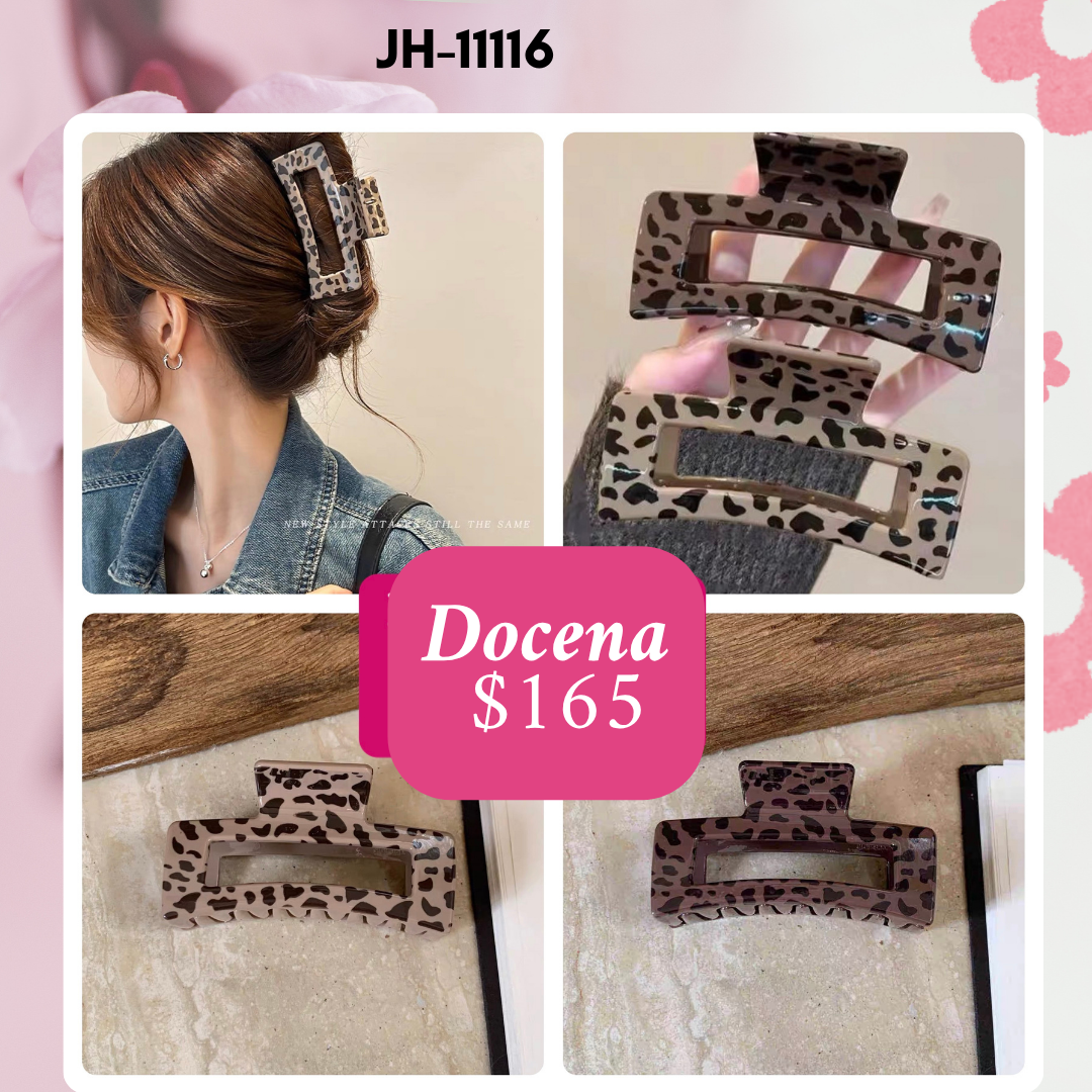 pinza animal print, docena, codigo jh-11116