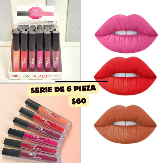 serie de 6 labiales liquidos  mate, codigo a61bis
