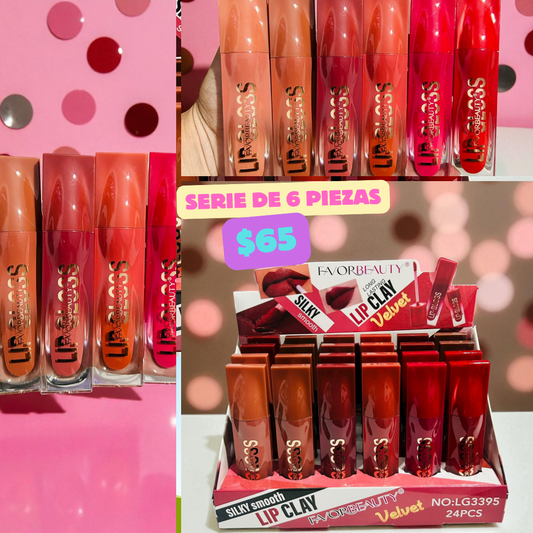 lips gloss mate, serie de 6 piezas, codigo a158