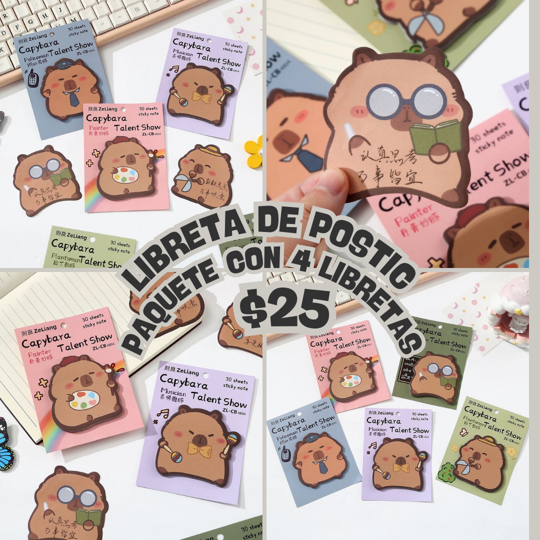 Serie de 4 libretas de postic, codigo a80