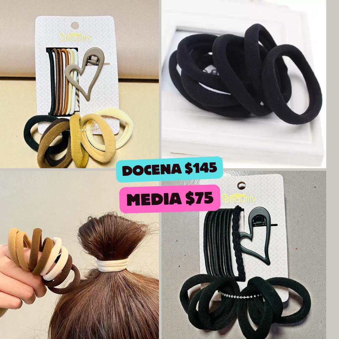 set de ligas con pinza de corazon, codigo a91