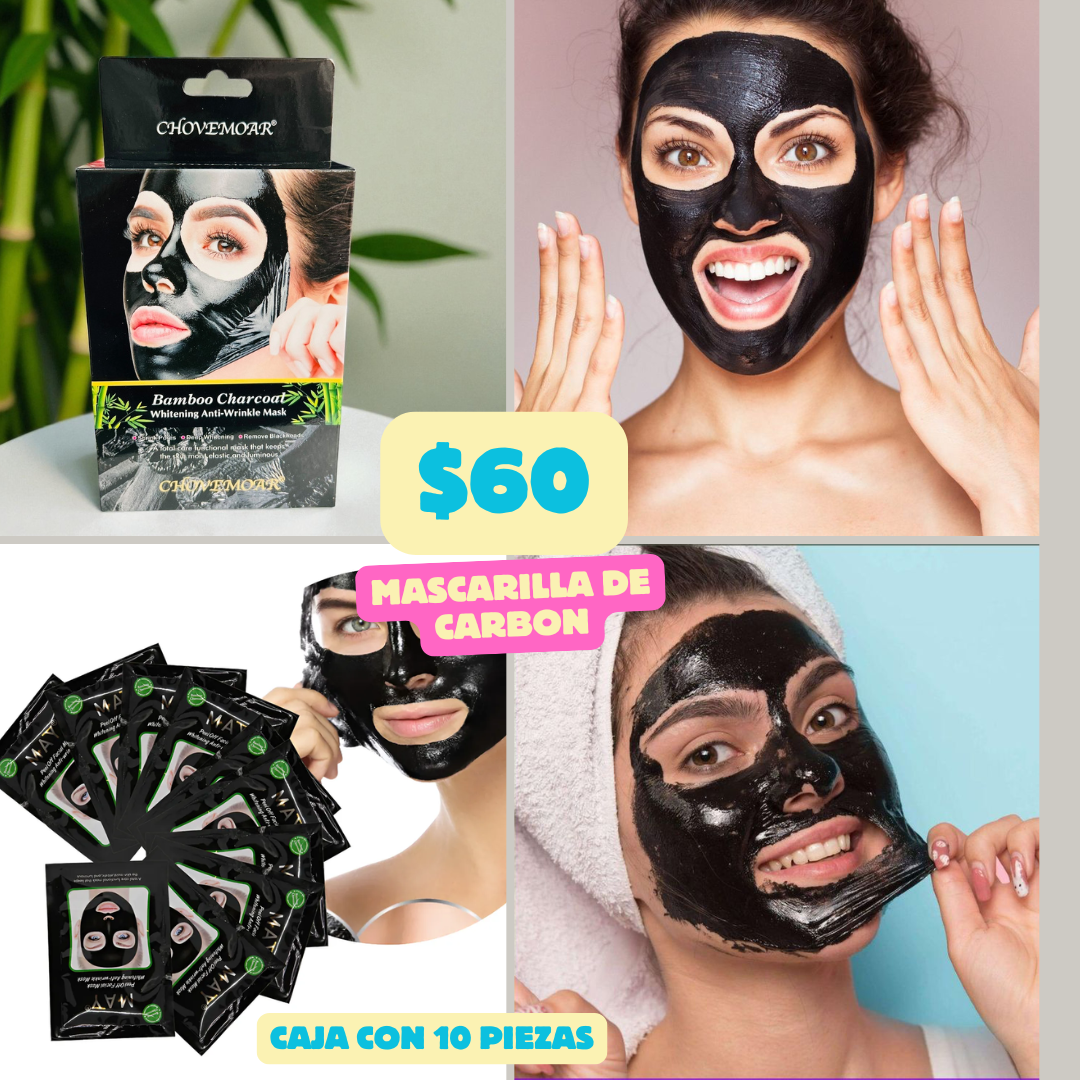 mascarilla de carbon, caja con 10 piezas, codigo a703