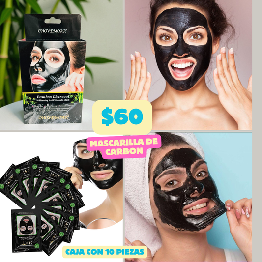 mascarilla de carbon, caja con 10 piezas, codigo a703