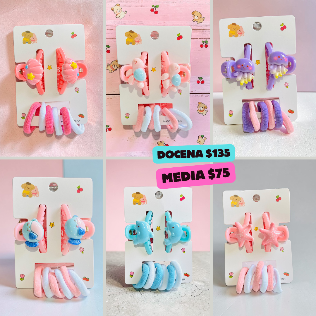 mini pinzas de mar con ligas, de niñas, codigo a54