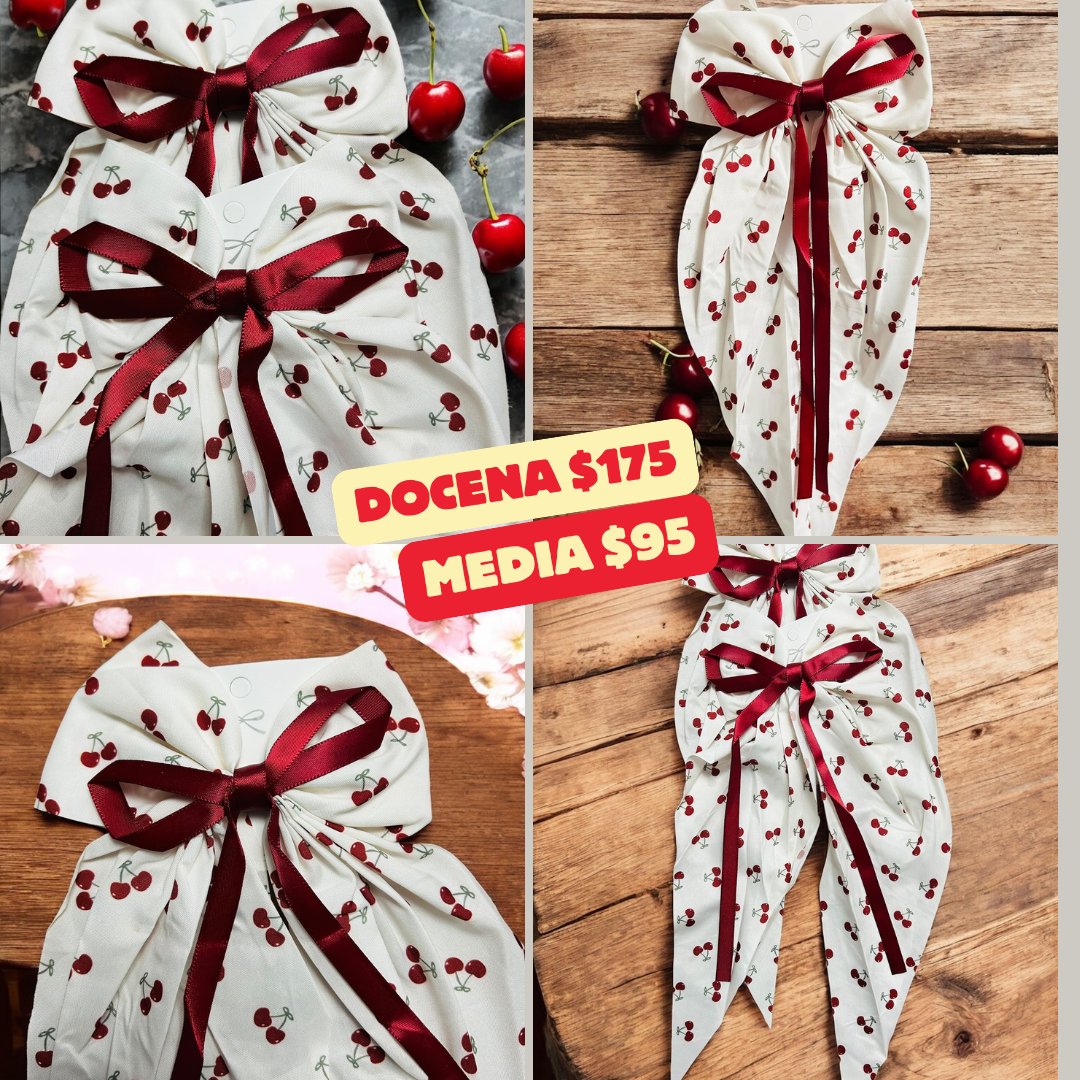 moño cereza largo, codigo a37