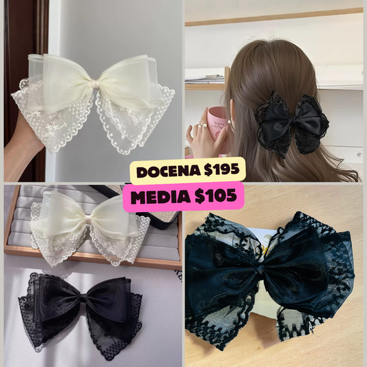 Moño encaje blanco y negro, codigo a244bis