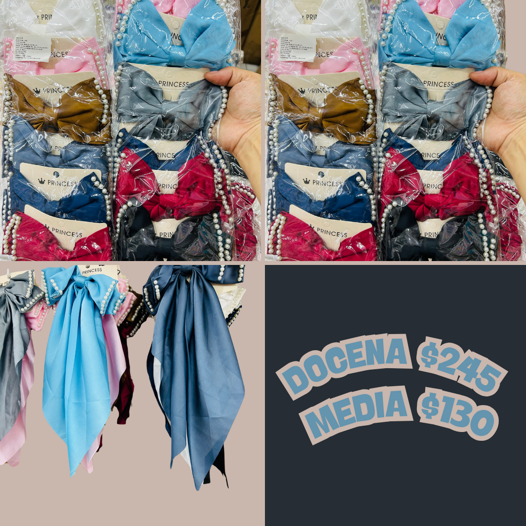 Moño largo con perlas, codigo a6