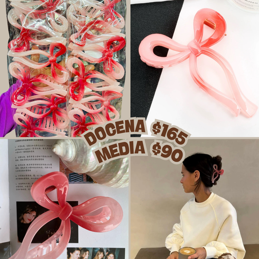 Pinza moño rosado, degradado, codigo a174BIS