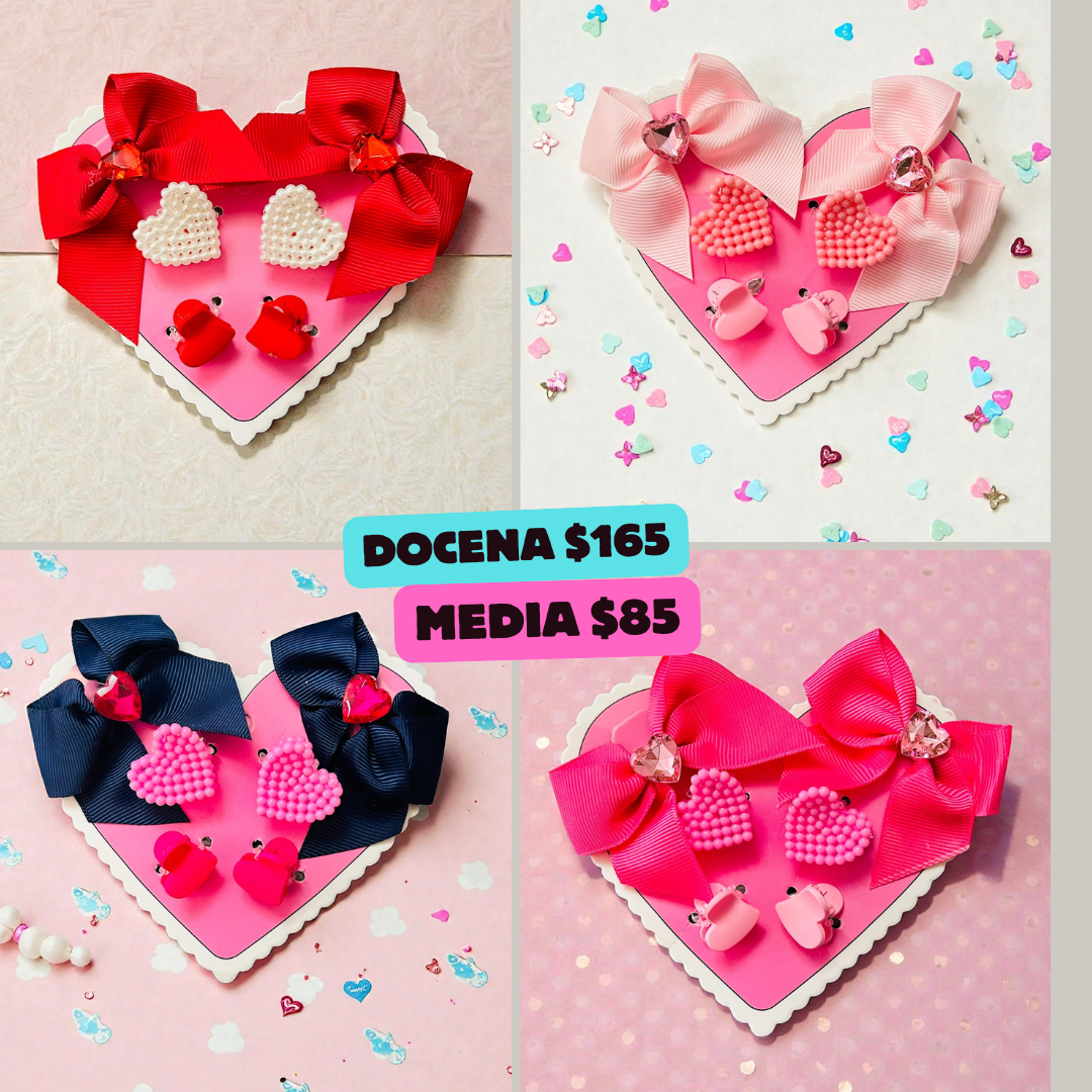 set de moños corazon, codigo a705