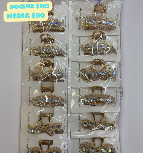 pinza mediana de metal con pedreria, codigo a53bis