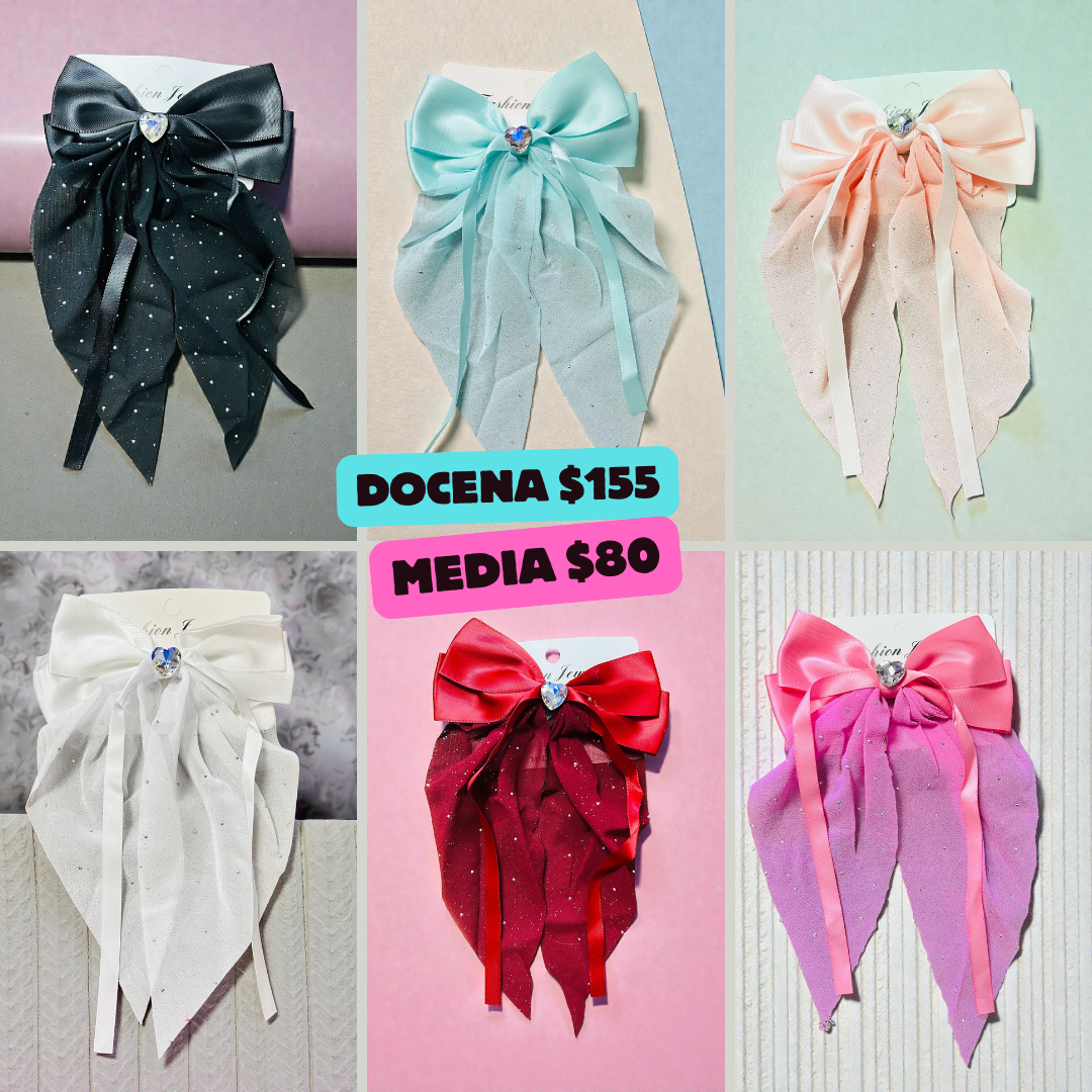 Moño transparente con piedras, codigo a60bis