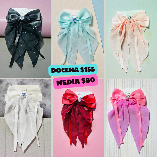 Moño transparente con piedras, codigo a60bis