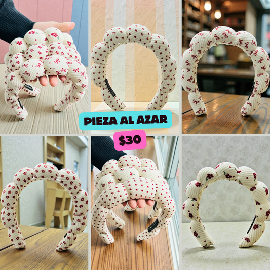 diadema skin. con diseños de cerezas y flores, codigo a816