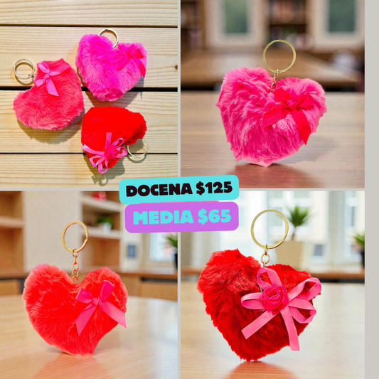 llavero de corazon de peluche, codigo a76
