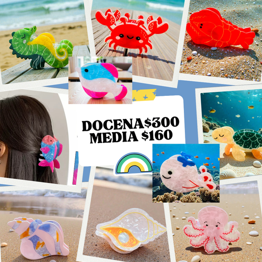 pinza de mar mediada, de acrilico, peces, codigo a210