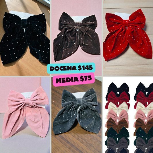 moño de terciopelo con piedras, codigo a41