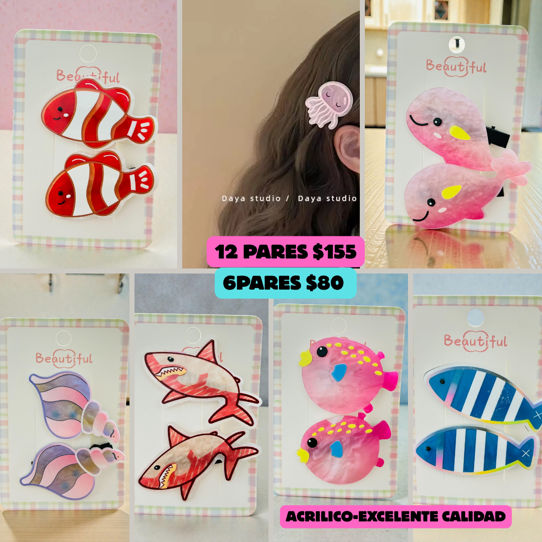 pasadores de acrilico en par de peces, codigo a146