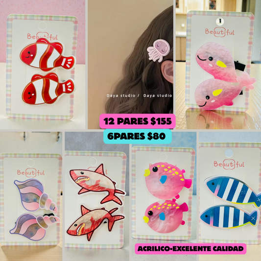 pasadores de acrilico en par de peces, codigo a146