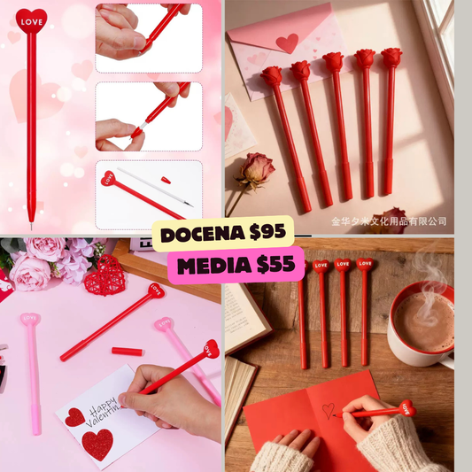 pluma de corazones y rosa, codigo a817bis