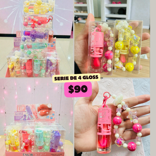 Gloss con llavero, serie de 4 piezas, codigo a90