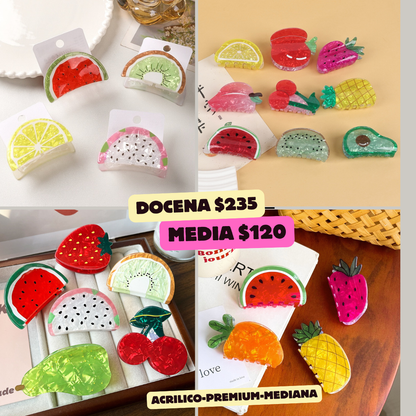 pinza de acrilico chica, de frutas, codigo a276