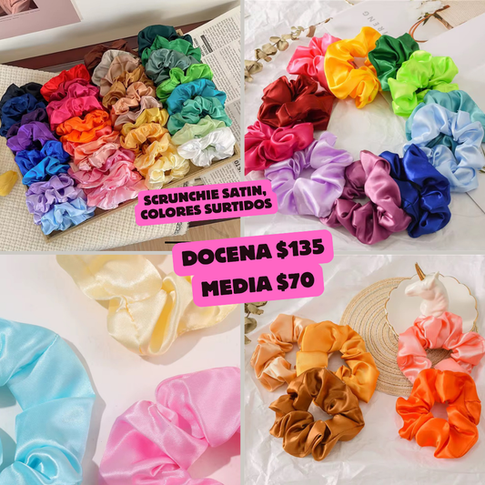 scrunchie satin de colores, codigo a44bis