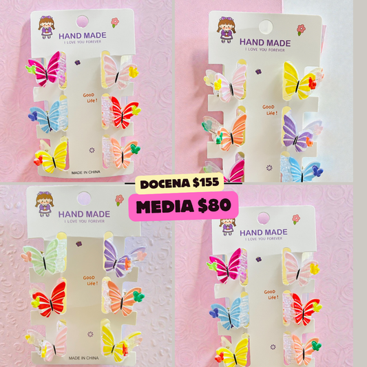 mini mariposas en pinzas coloridas, en set, codigo a813