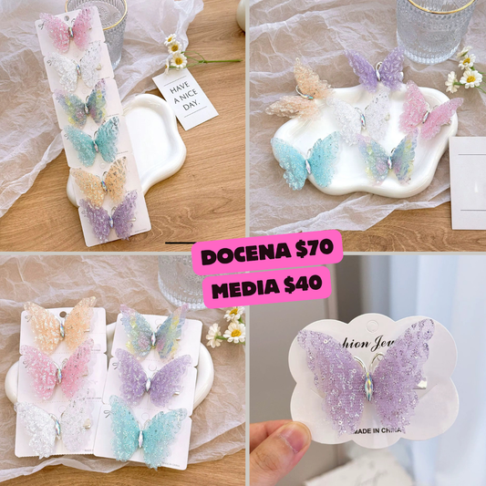 broches mariposa, de colores, codigo a52