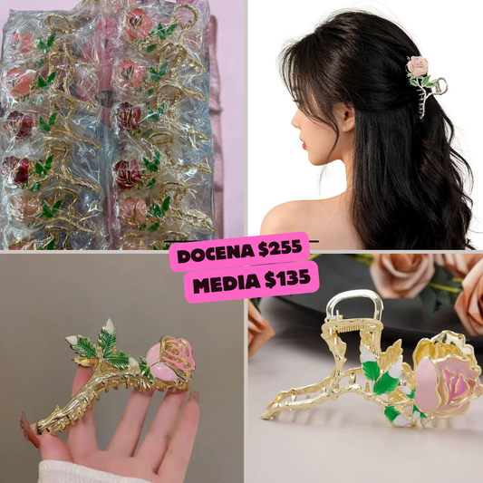 Pinza de rosa  de metal, codigo a210