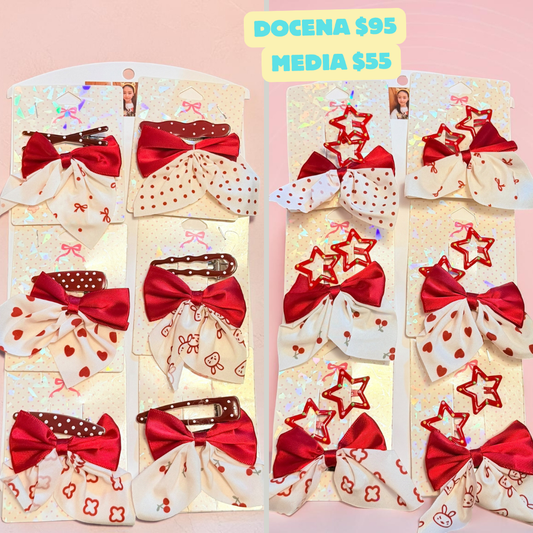 moños cortos con cucas y pasadores codigo a291