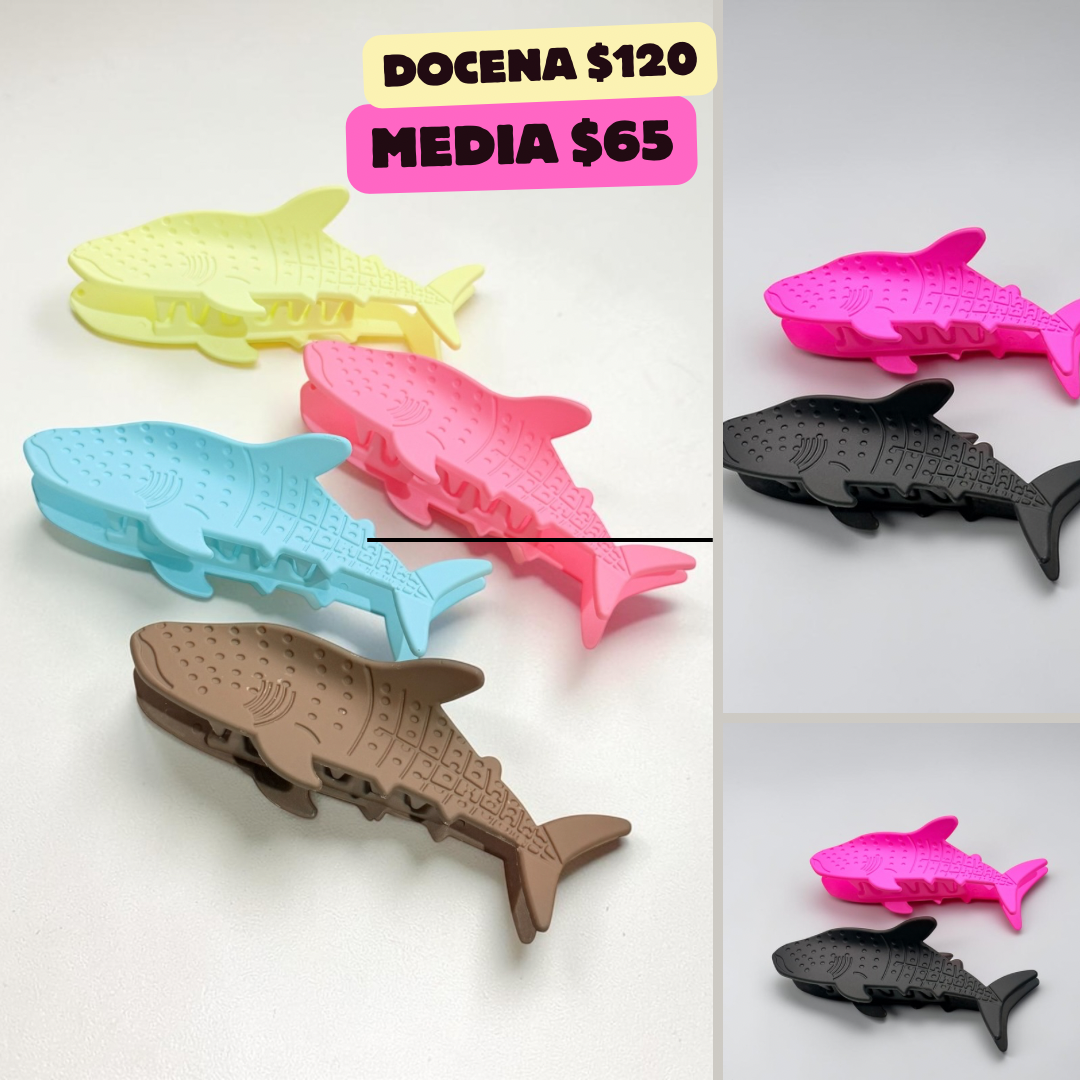 pinza de tiburón de colores de plastico,  codigo a250
