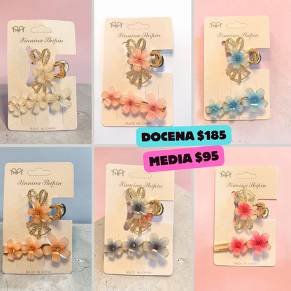 mini pinza con pasador de flores de cristal, codigo a76