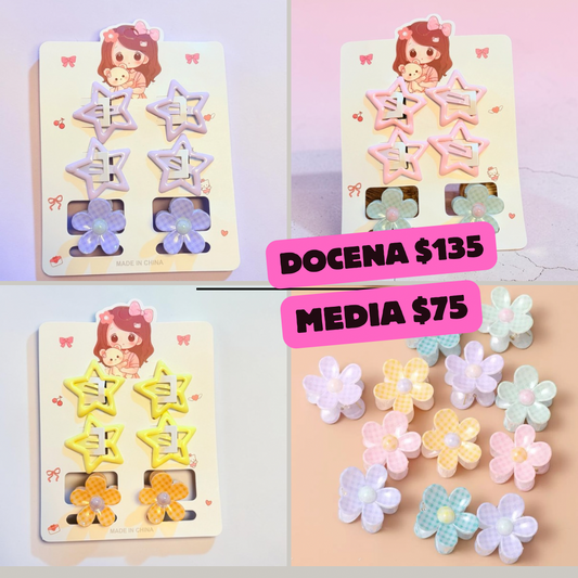 cucas de estrella con mini pinza de flor en plantilla, codigo a64