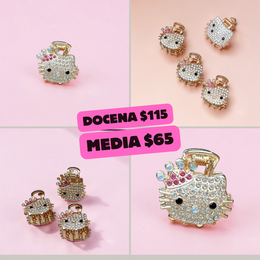 pinza de carita de  kitty minis, de metal, codigo a88bis