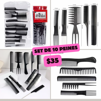 set de 10 diferentes peines para peinados, codigo a143