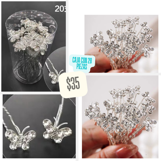 estuche de pasador mariposa con 20 piezas, de cristal codigo a153 A151