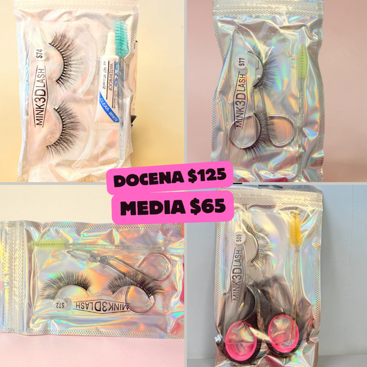 pestañas con accesorios variados, codigo a49