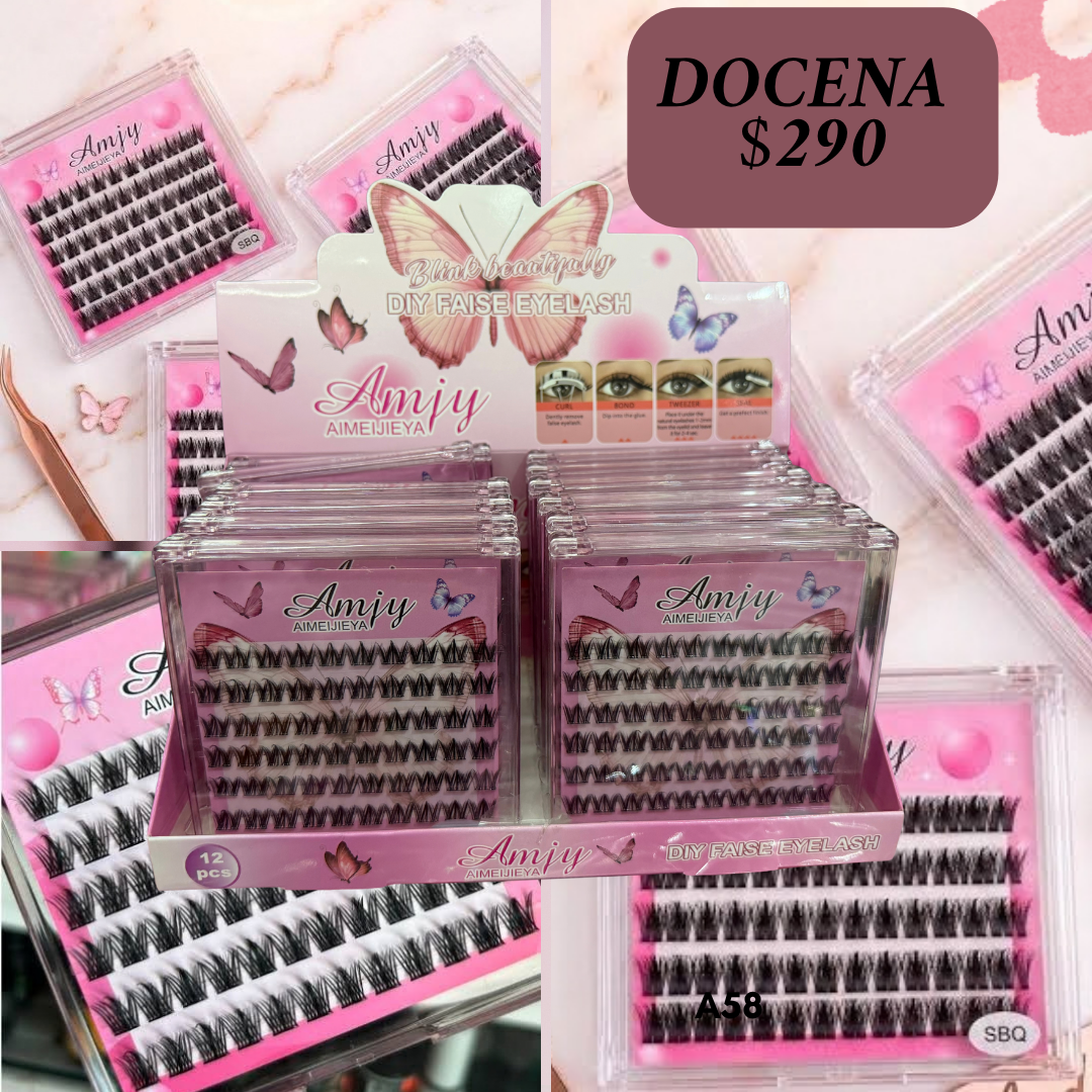 set de pestañas mariposa, docena, codigo a51
