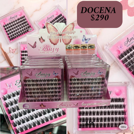 set de pestañas mariposa, docena, codigo a51