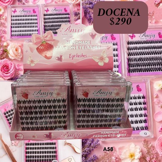 set de pestañas,fresa, docena, codigo a128