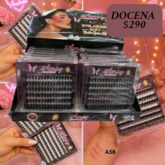 pestañas en set de caja negra, docena, codigo a74