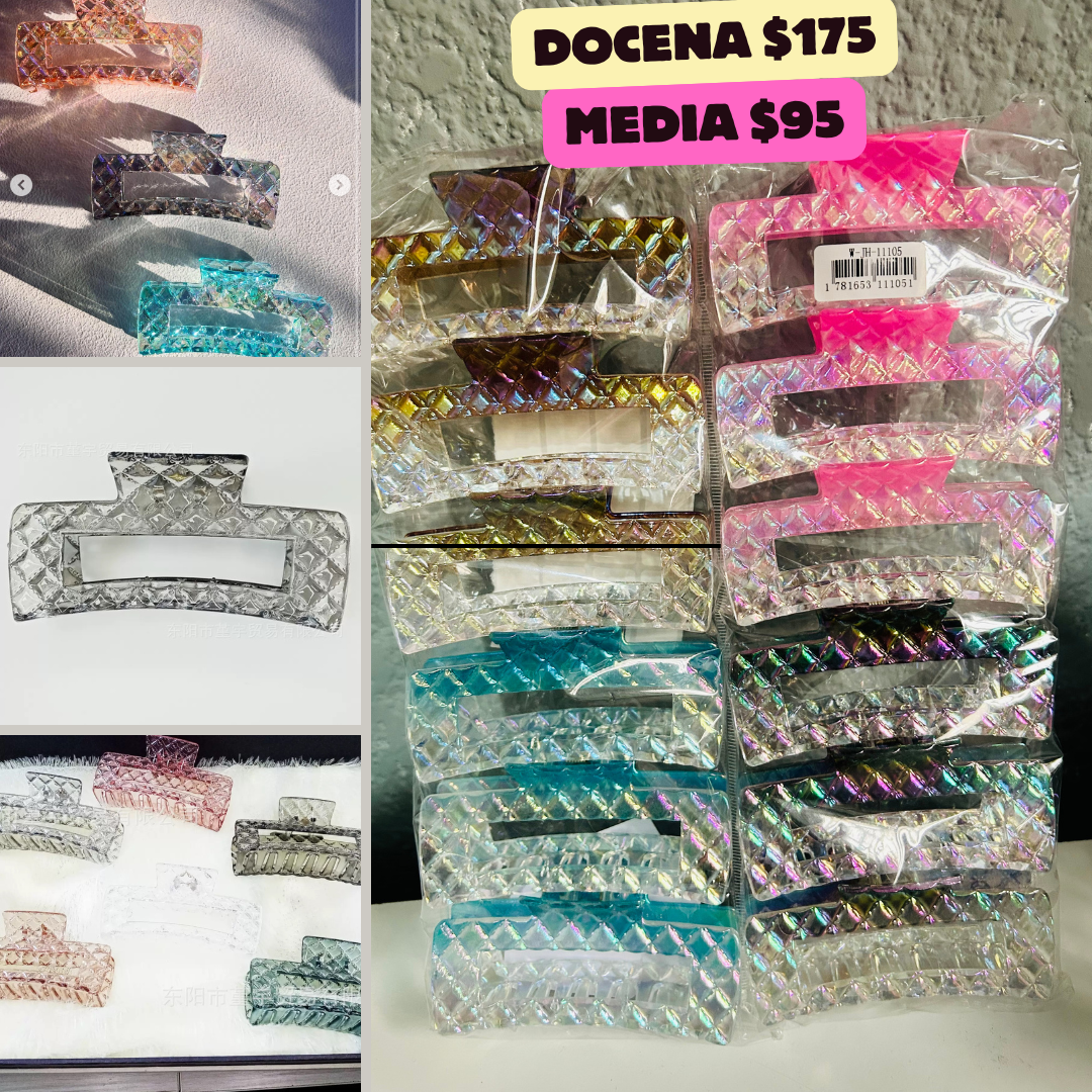 pinza rectangulo brillosa, codigo a814bis