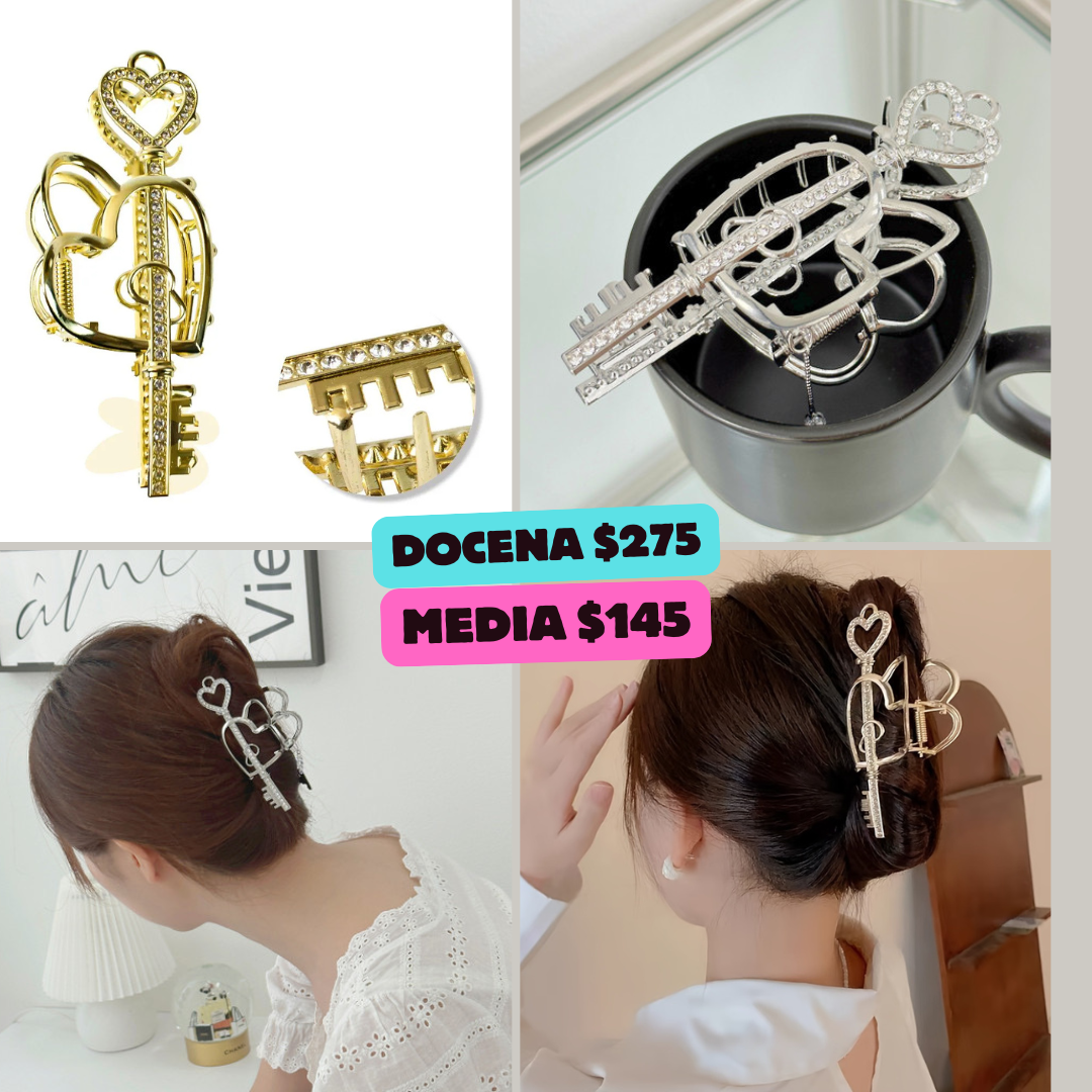 pinza de metal de llave y corazon, codigo a18bis